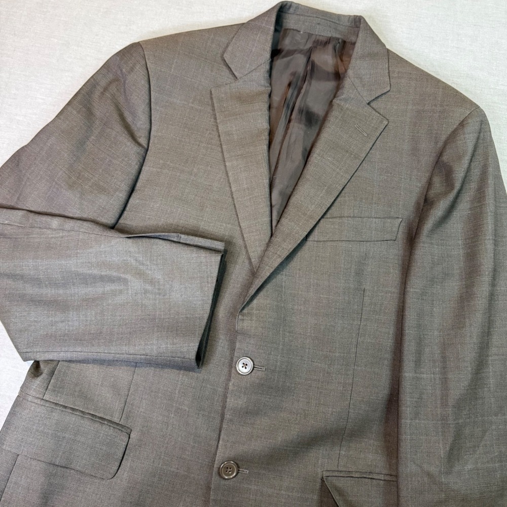 Brooks Brothers 1818 Madison Blazer Mens 39R Brown Wool Glen Plaid Sport Coat